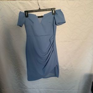 Baby blue off the shoulder dress
